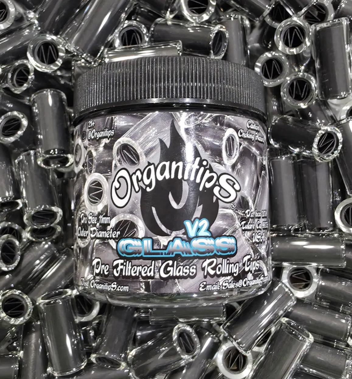 OrganitipS ® New Glass 35 pcs V2 11mm Pro Size Tubes Black